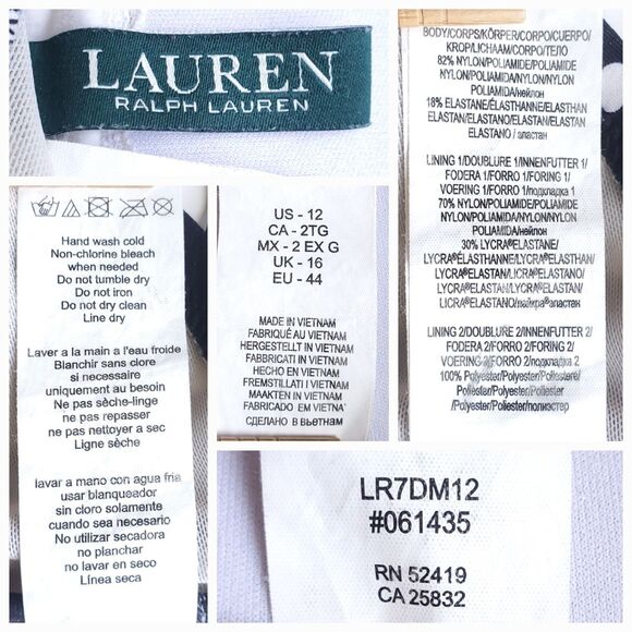 Lauren Ralph Lauren Swimsuit Womens 12 Black Polka Dot One Piece Bathing Suit - Picture 9 of 16